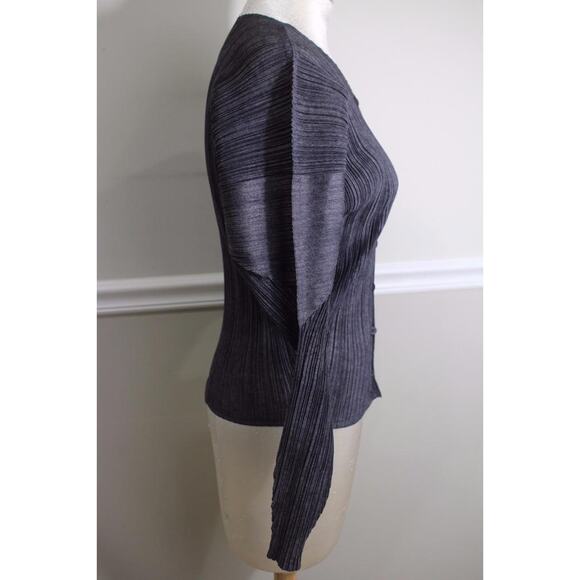PLEATS PLEASE ISSEY MIYAKE Grey Crinkled Button Up top blouse (bl100 - Picture 3 of 5